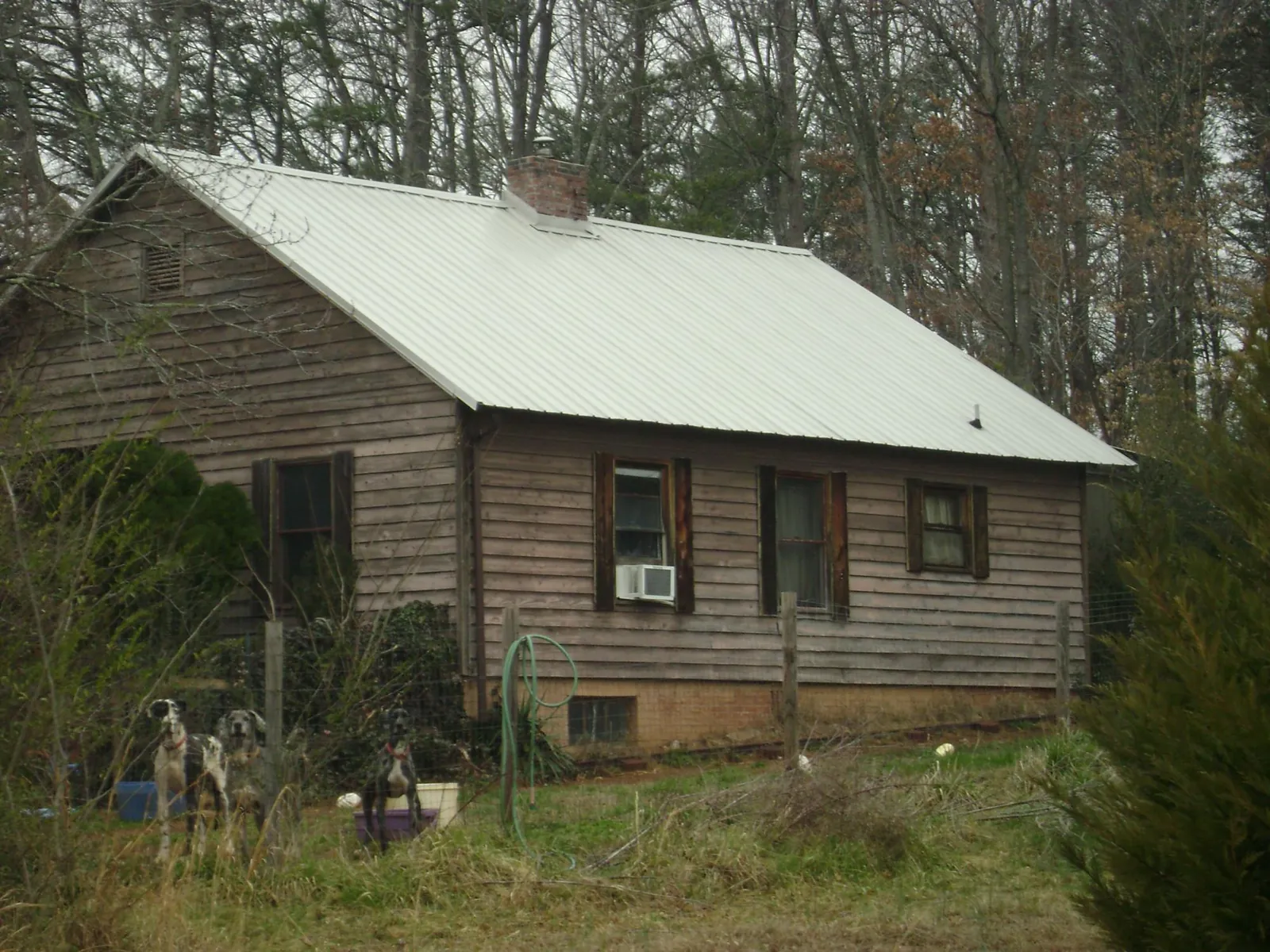 White metal roof on an old wood sided farmhouse, from a Asphalt Shingle Roof Repair job in Swansboro